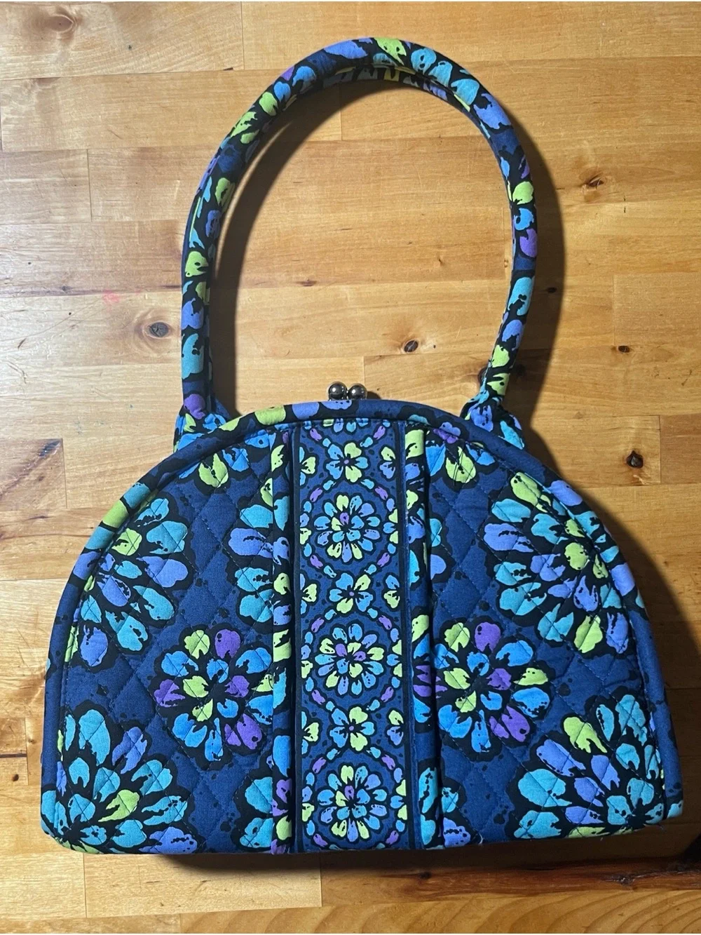 Vera Bradley Navy Floral Quilted Dome Handbag